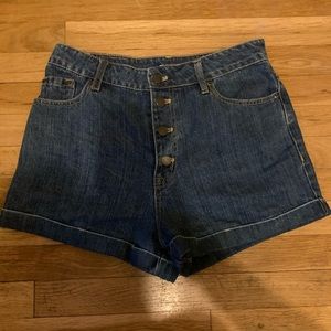 BDG denim button up shorts.